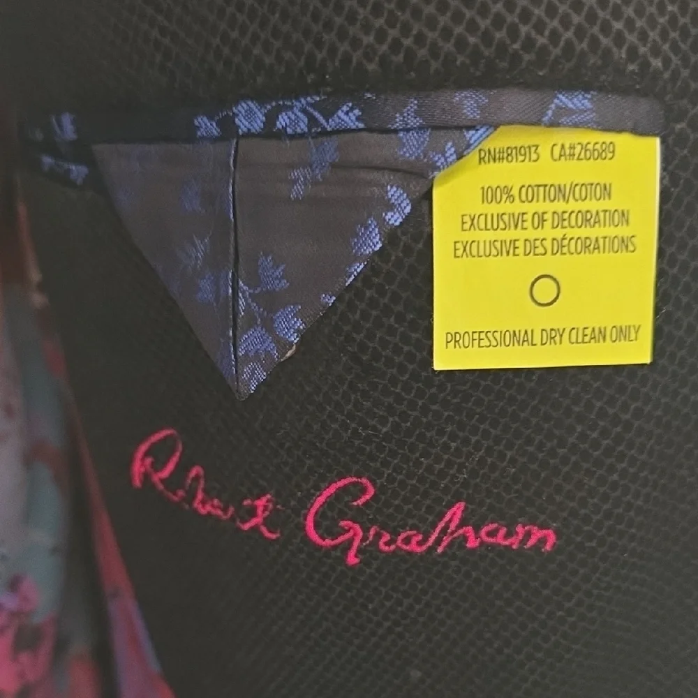 Robert Graham Elegant Black Velvet Blazer Texture Classic 44